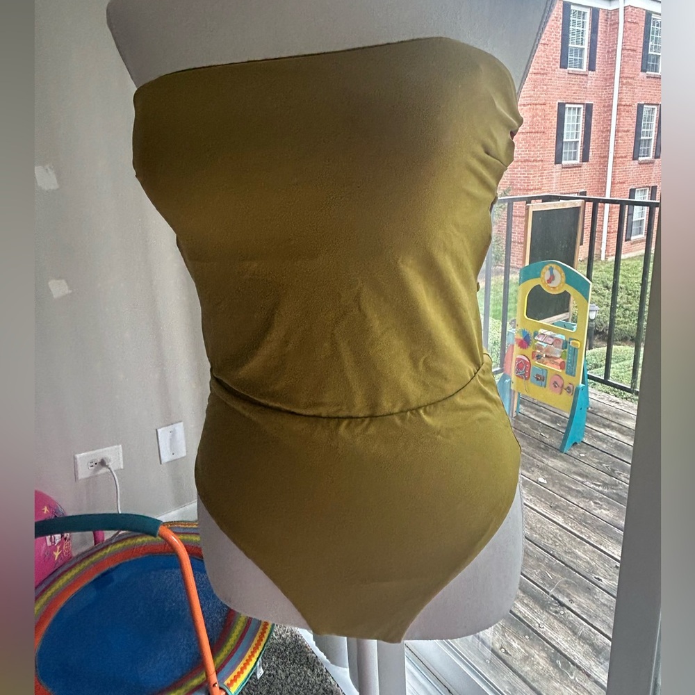 Zara Olive Green Strapless Swimsuit